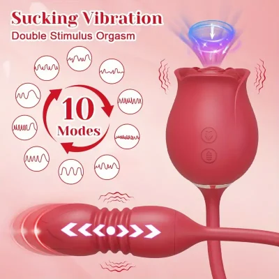 Rose Shape Sucking Vibrator Clitoral G-spot Suction Sex Toy 10 Speed WaterProof