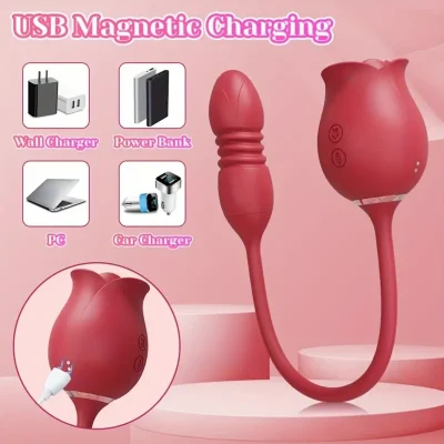 Rose Shape Sucking Vibrator Clitoral G-spot Suction Sex Toy 10 Speed WaterProof